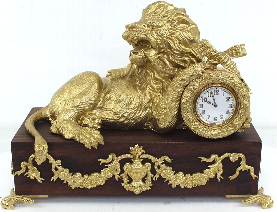 Superb 19thC Ormolu Bronze Lion French Mantel Clock - Original Antique Clocks
