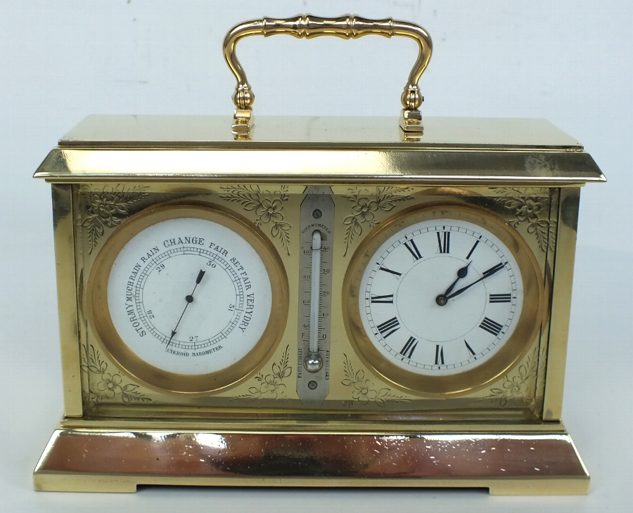Super Victorian Combination Carriage Clock Barometer - Original Antique Clocks