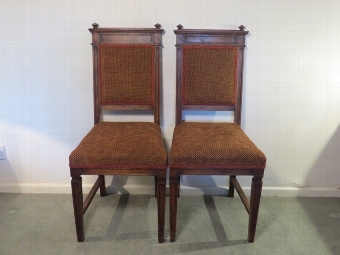 Pair of c19th Italian Walnut Side Chairs