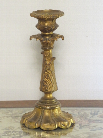 Antique Fine Quality Pair of c19th Gilt Bronze French Candlesticks