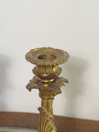 Antique Fine Quality Pair of c19th Gilt Bronze French Candlesticks