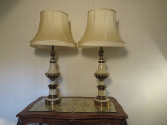 Large Pair of Antique Brass 'Stiffel' Table Lamps