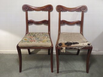 Pair of c19th Regency Style Carved Side Chairs