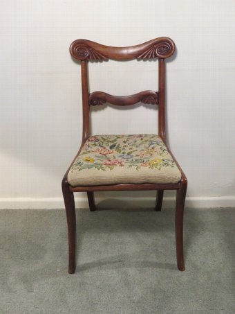 Antique Pair of c19th Regency Style Carved Side Chairs