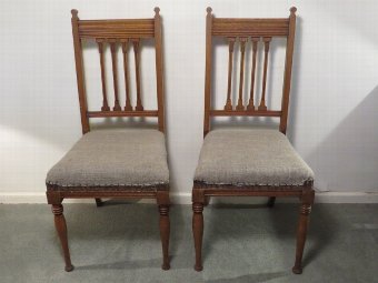 Pair of 1920s Carved Oak Arts and Crafts Chairs