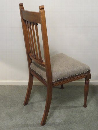 Antique Pair of 1920s Carved Oak Arts and Crafts Chairs