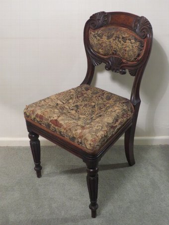 Antique Pair of c19th Carved Mahogany Side Chairs