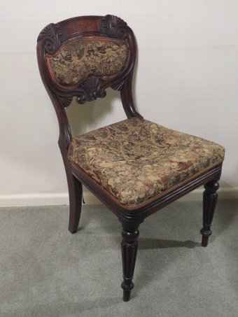 Antique Pair of c19th Carved Mahogany Side Chairs