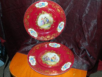 Vienna Watteau style plate hand painted