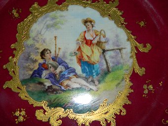 Antique Vienna Watteau style plate hand painted