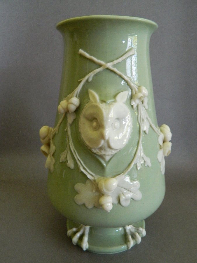 Antique Minton vase owl Christopher Dresser