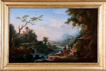Antique Jean Baptiste Said Claudot Claudot From Nancy (1733-1805) Paysage Animé