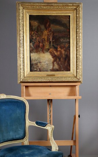 Antique George-antoine Rochegrosse (1859-1938) Alexander The Great In The Bataile Of Hydapse