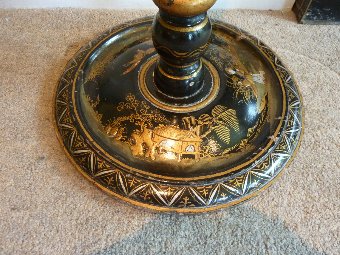 Antique Black Ebonised Chinoiserie Standard Lamp