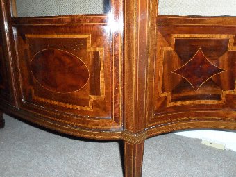 Antique Satinwood Serpentine Inlaid Cabinet