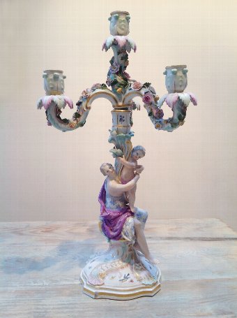 Pair of Meissen porcelain figural candlesticks