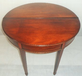 Antique Georgian inlayed Demi- lune fold over card table 