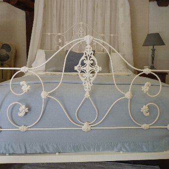 Antique Mid-Victorian Cast Iron Half Tester Bed - MHT1