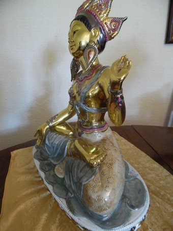 Antique Indian Godess - Large Porcelain Figure of Tara by Edoardo Tasca