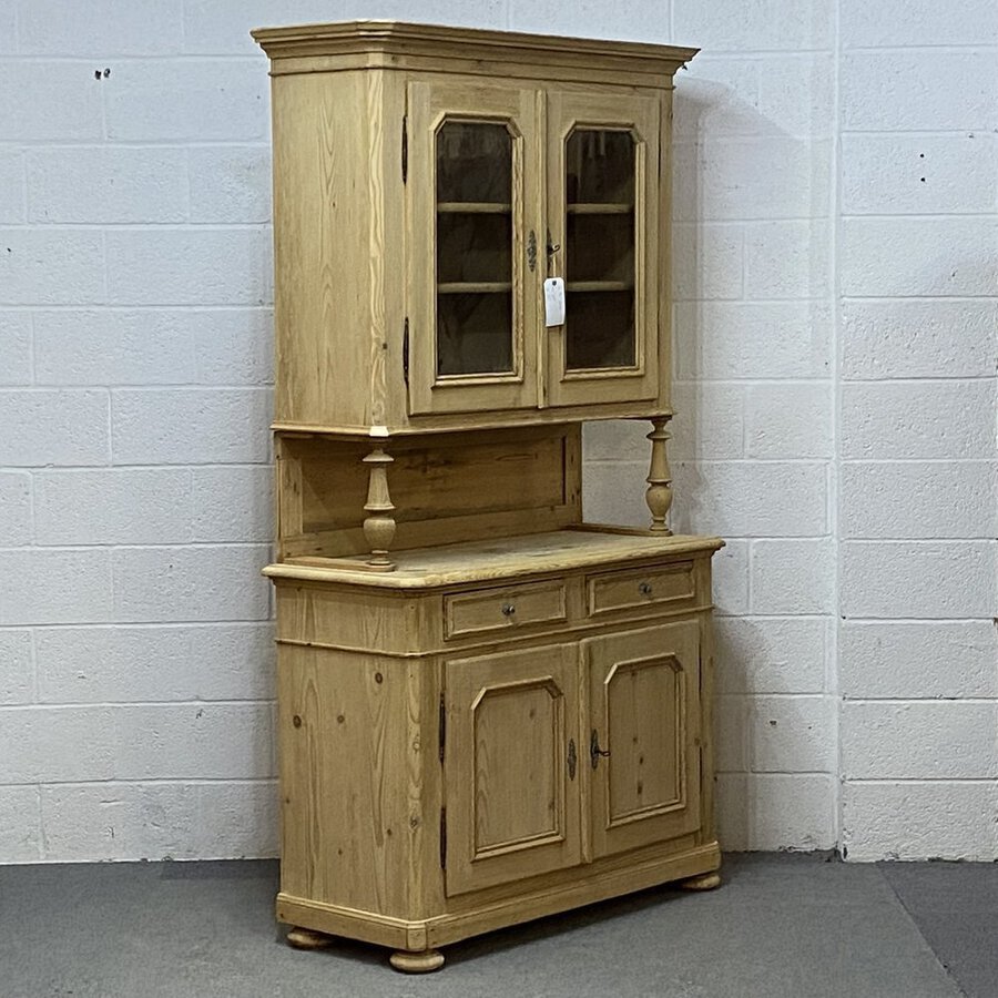 Antique VERY TALL OLD FRENCH PINE DISPLAY TOP DRESSER C.1900