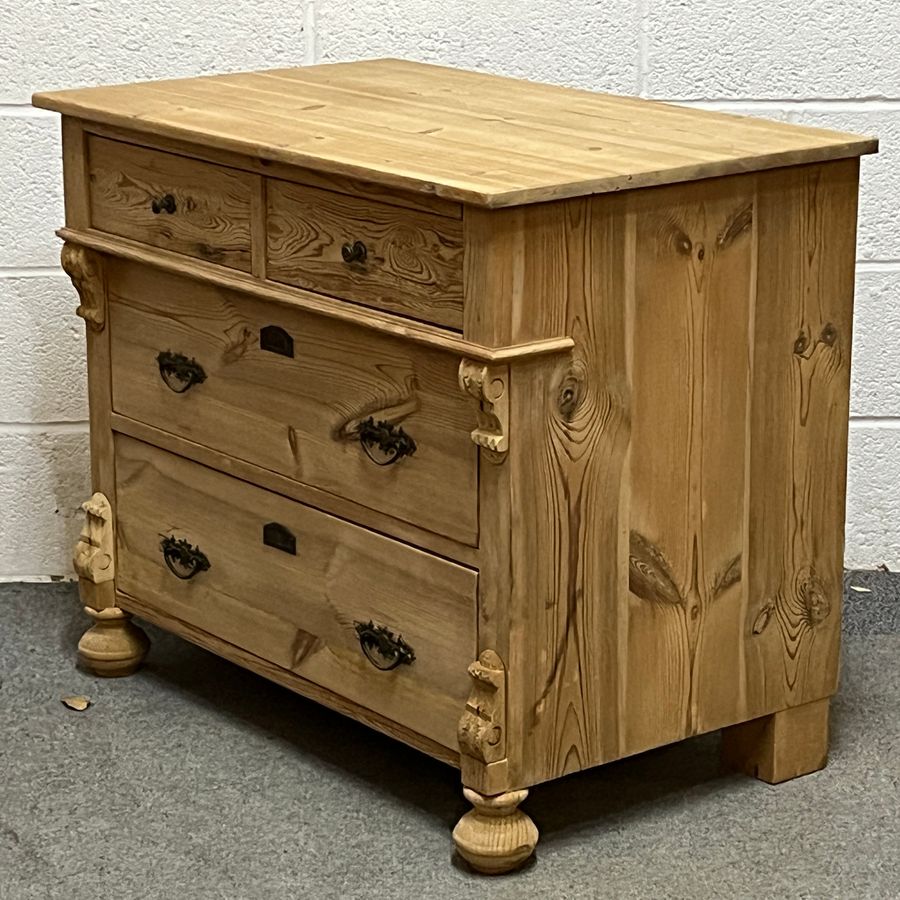 Antique Small Continental 1920’s Pine Chest Of Drawers (Y0507B)