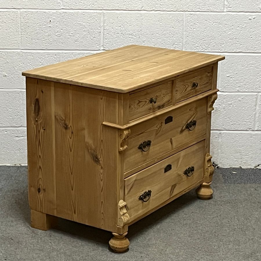 Antique Small Continental 1920’s Pine Chest Of Drawers (Y0507B)