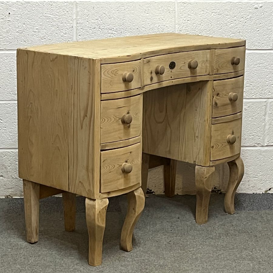 Antique Small Serpentine Pine Writing Desk With Drawers (Y3057C)