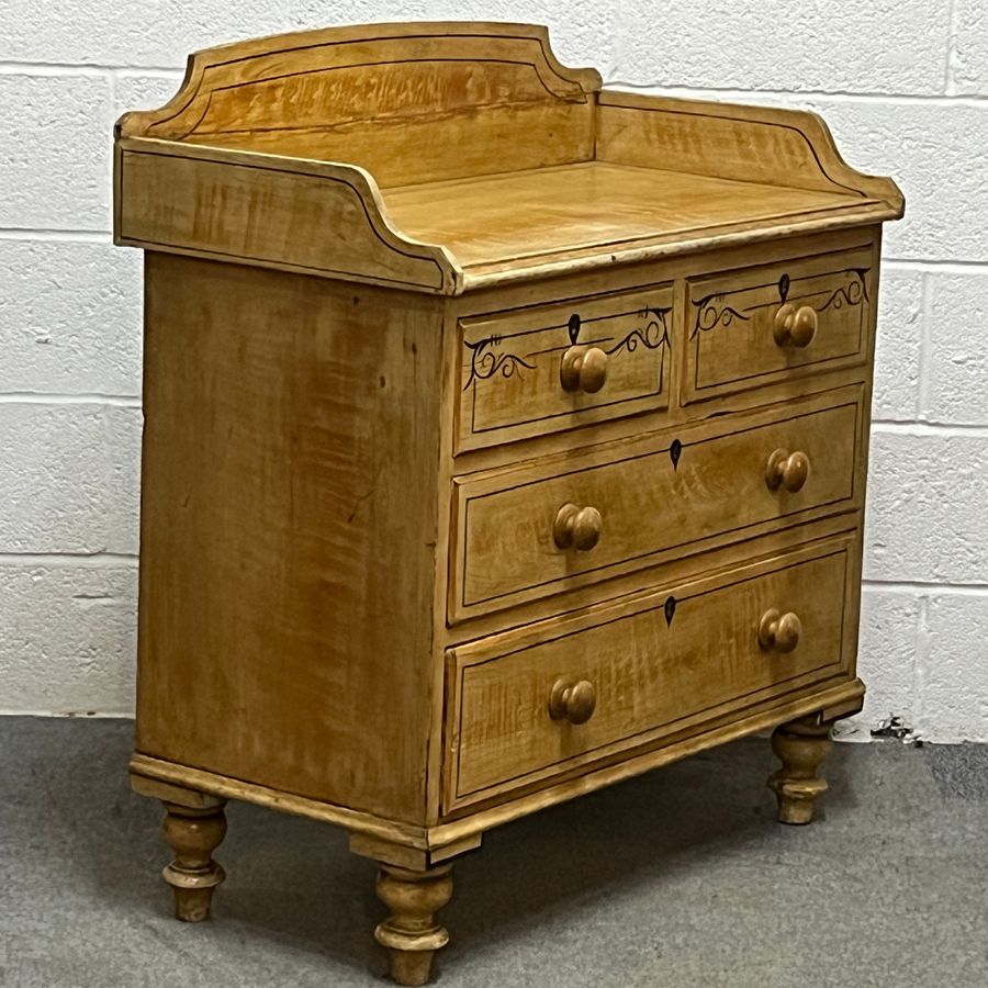 Antique Beautiful Victorian Pine Painted Chest Of Drawers (Y1906C)