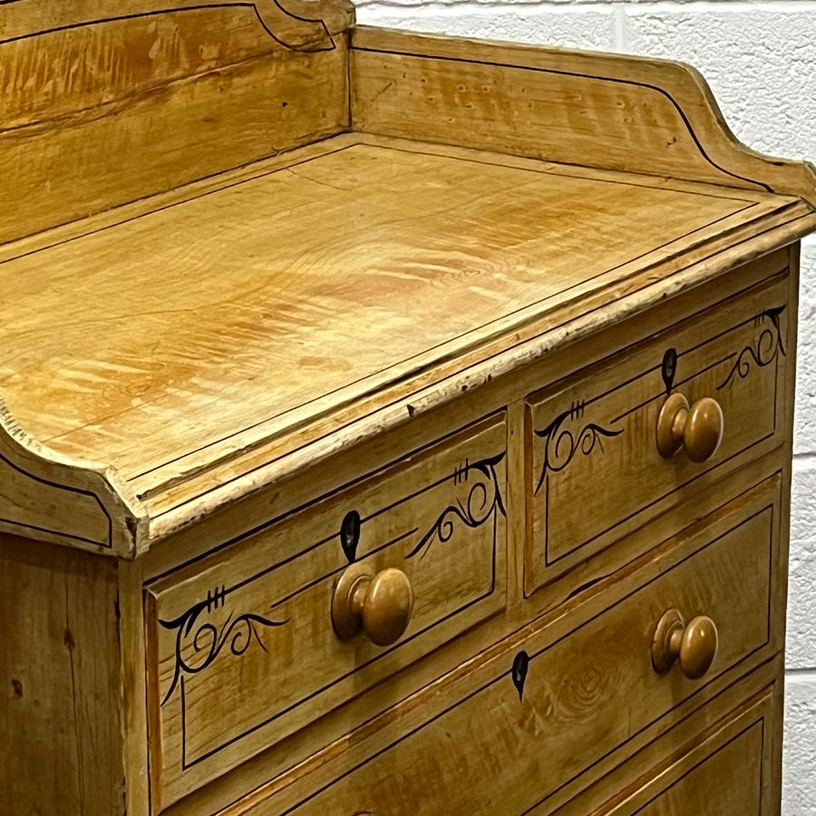 Antique Beautiful Victorian Pine Painted Chest Of Drawers (Y1906C)