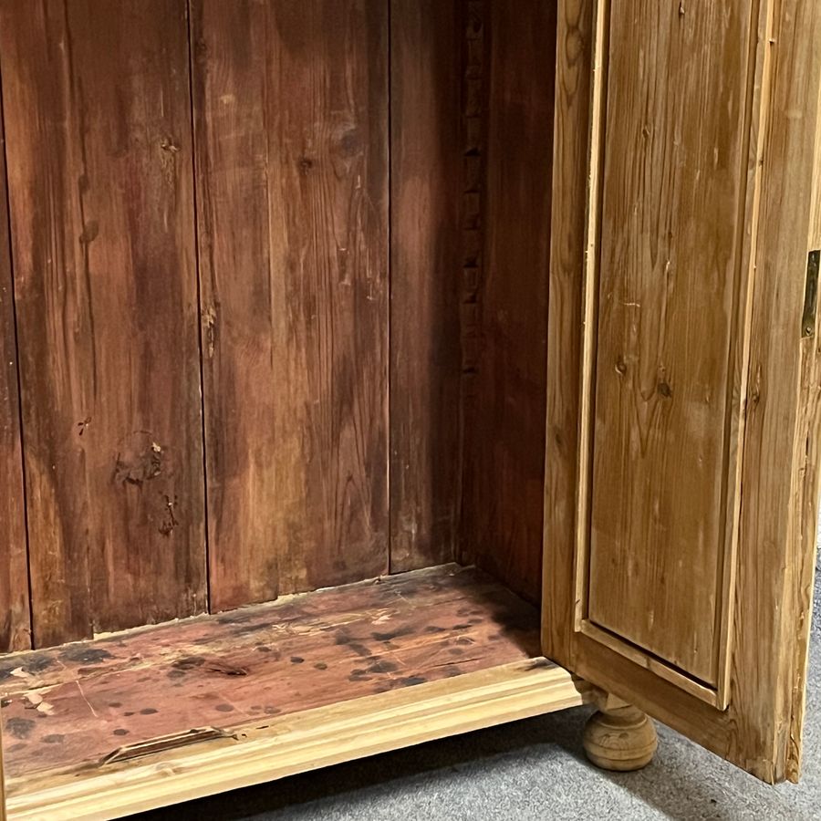 Antique Tall Slim Antique Pine 2 Door Cupboard With Top Drawer (B3500D)