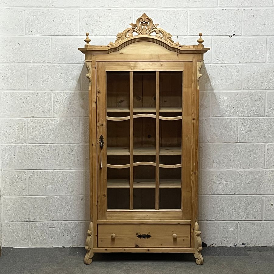 Large Decorative Antique Pine Display Cabinet (C0607D)