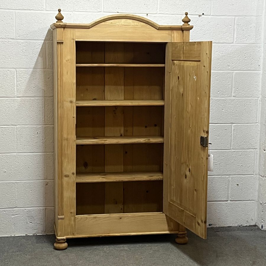 Antique Large Arched Top Pine Shelved Cupboard (C0801D)