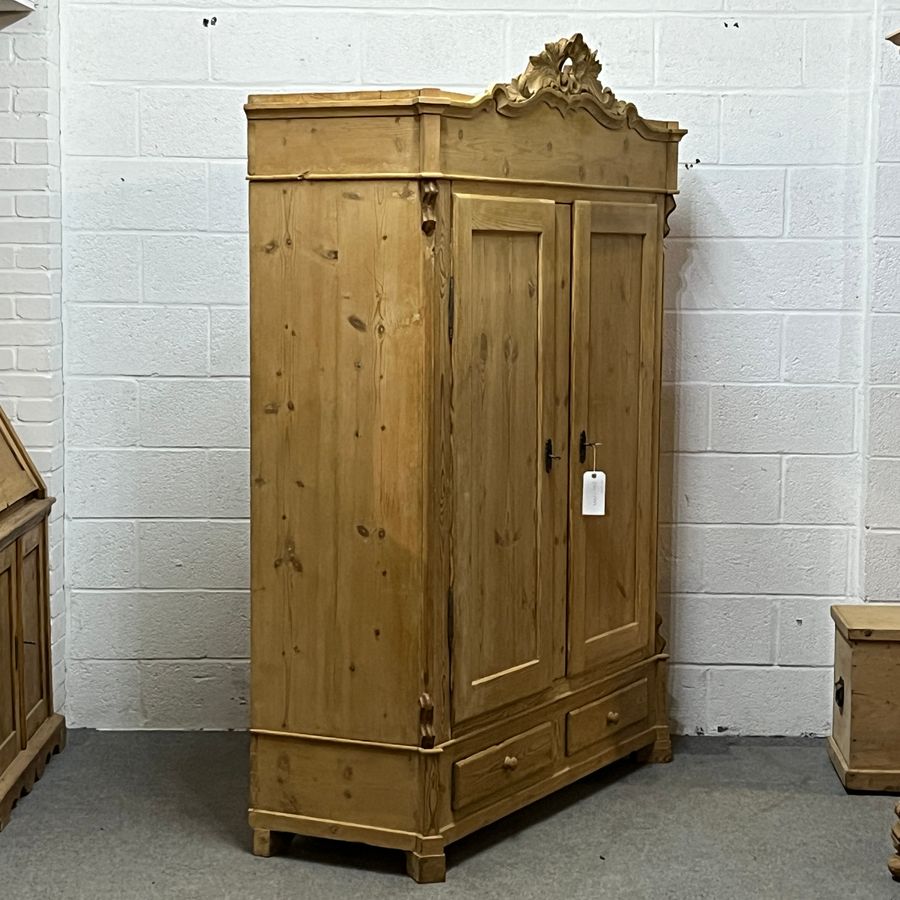 Antique Large Decorative Antique Pine Double Wardrobe (Dismantles) C6152E