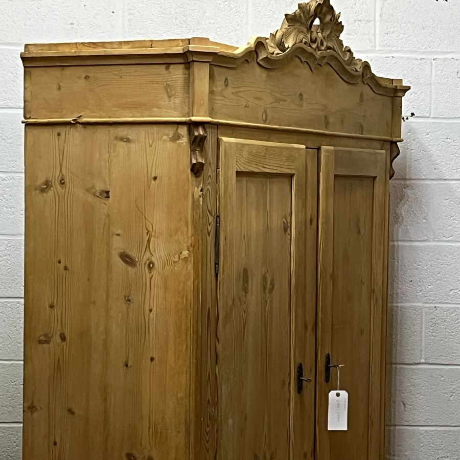 Antique Large Decorative Antique Pine Double Wardrobe (Dismantles) C6152E