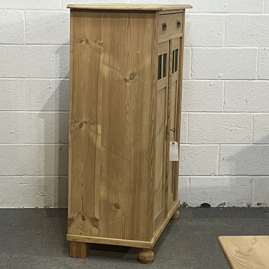 Antique Tall Slim Antique Pine Cupboard (D1200C)