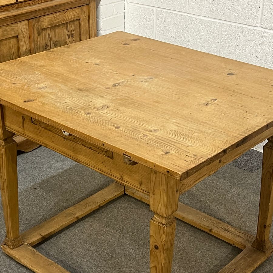 Antique Old Czech Pine Table With Drawer (D2803B)