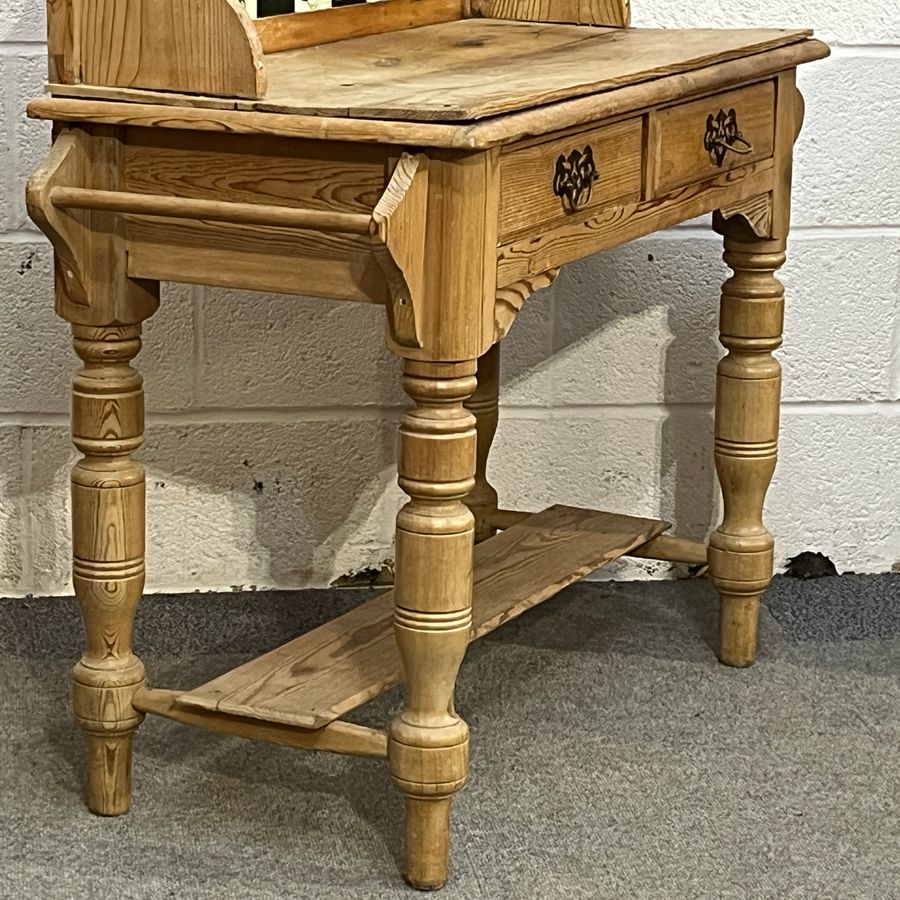 Antique Victorian Pine Tiled Washstand (C6809A)