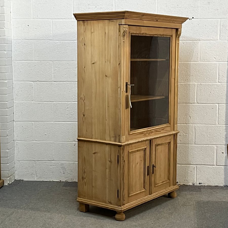 Antique Large Antique Pine Display Cabinet (F1301E)