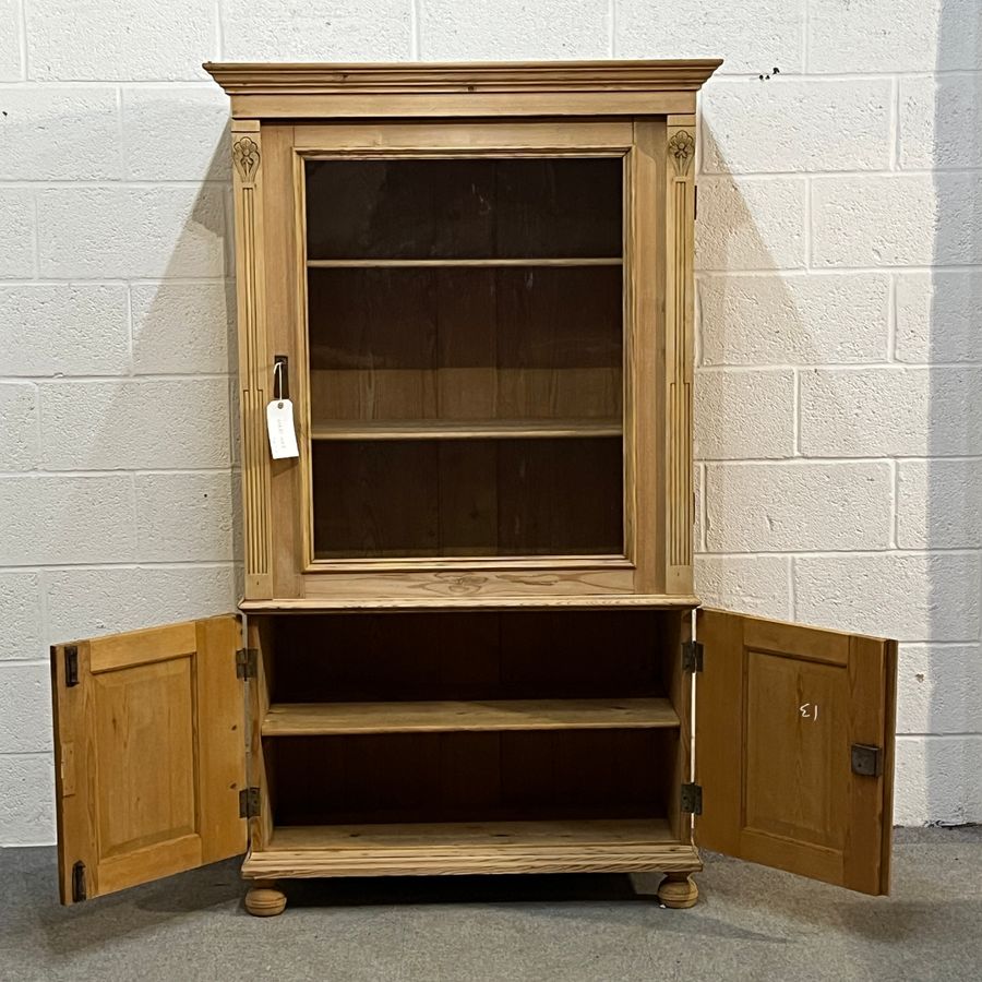 Antique Large Antique Pine Display Cabinet (F1301E)