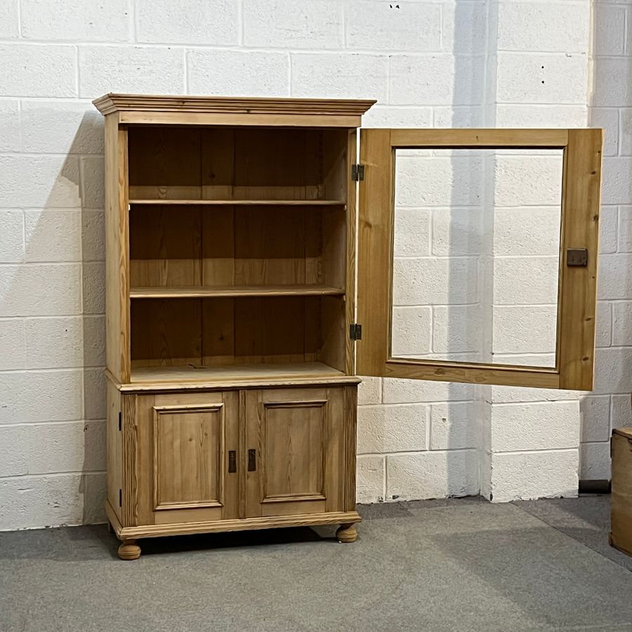 Antique Large Antique Pine Display Cabinet (F1301E)