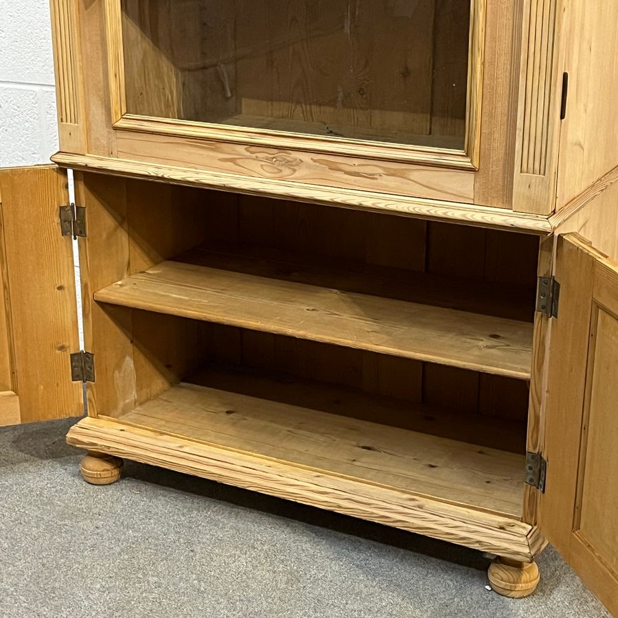 Antique Large Antique Pine Display Cabinet (F1301E)