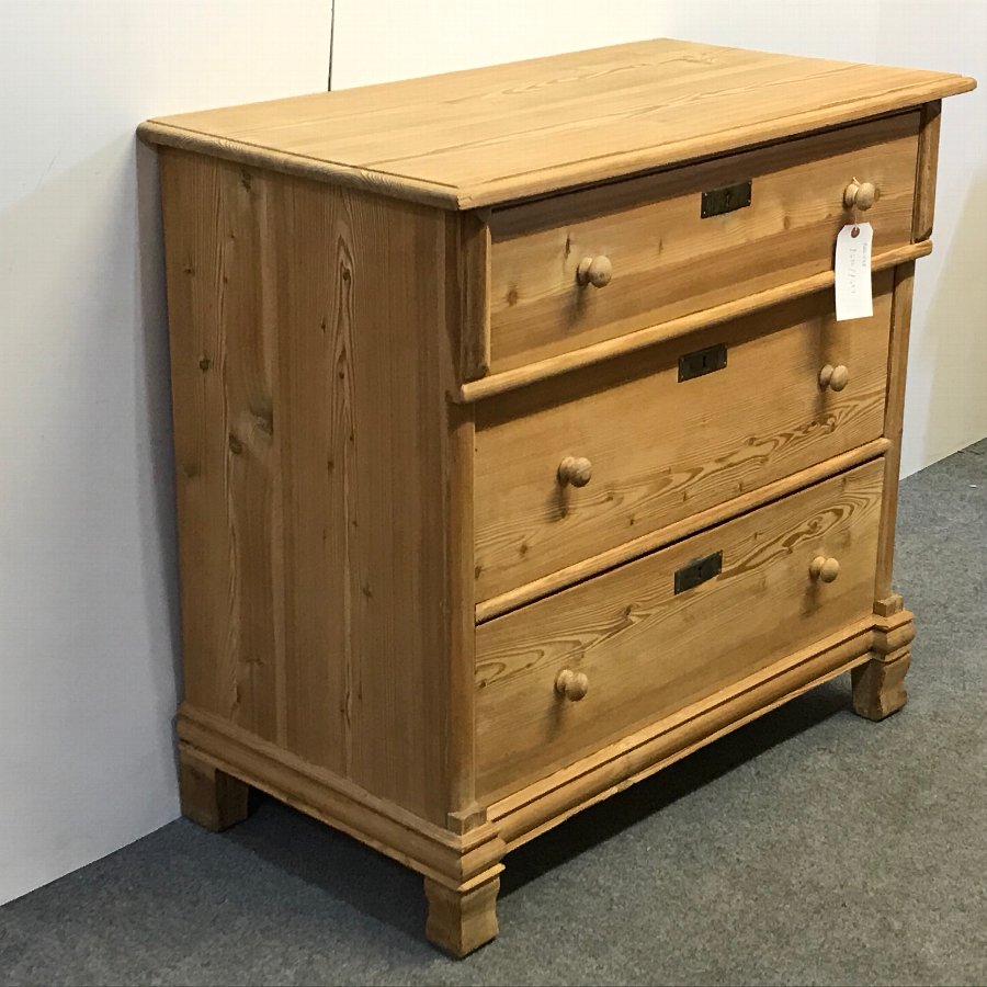 Antique 3 Drawer Old Pine Chest Of Drawers Antiques Co Uk