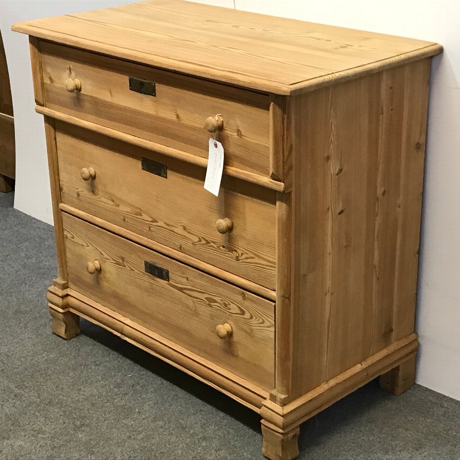 Antique 3 Drawer Old Pine Chest Of Drawers Antiques Co Uk