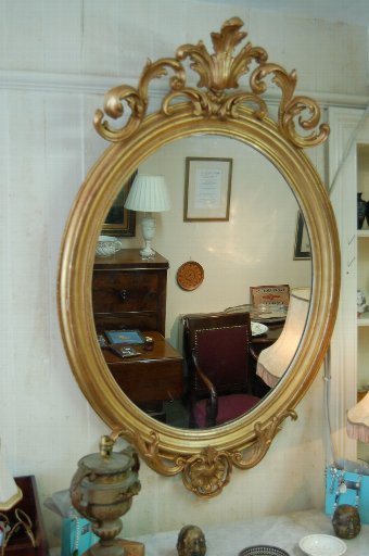 Antique 19th Century Oval Gilt Mirror