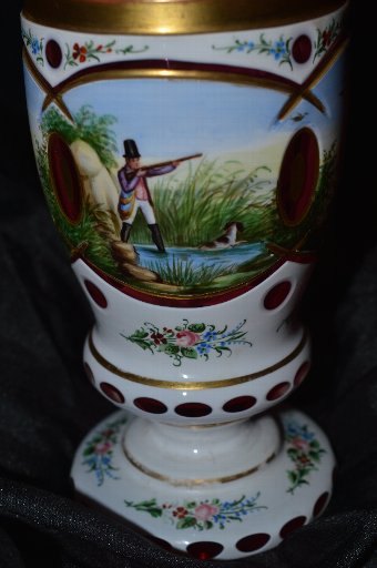 Antique Sporting, shooting Bohemian glass cup, trophy #loveantiques