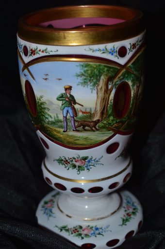 Antique Sporting, shooting Bohemian glass cup, trophy #loveantiques