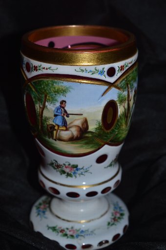 Antique Sporting, shooting Bohemian glass cup, trophy #loveantiques