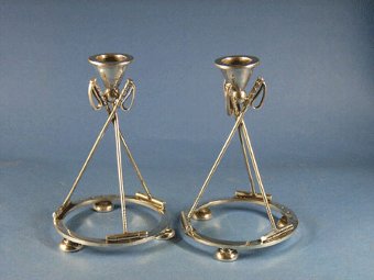 SIlver polo candle sticks Polo solid silver  ideal for the polo enthusiast. English hallmarked #loveantiques, #lovepolo
