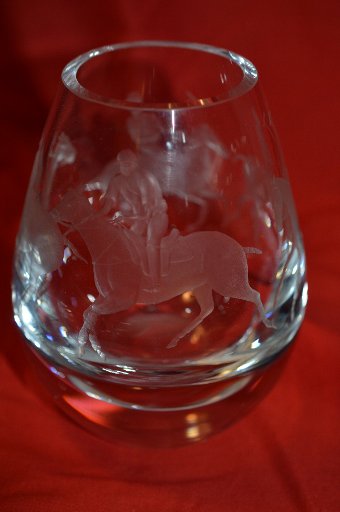 Antique Polo engraved glass 
