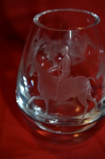 Antique Polo engraved glass 